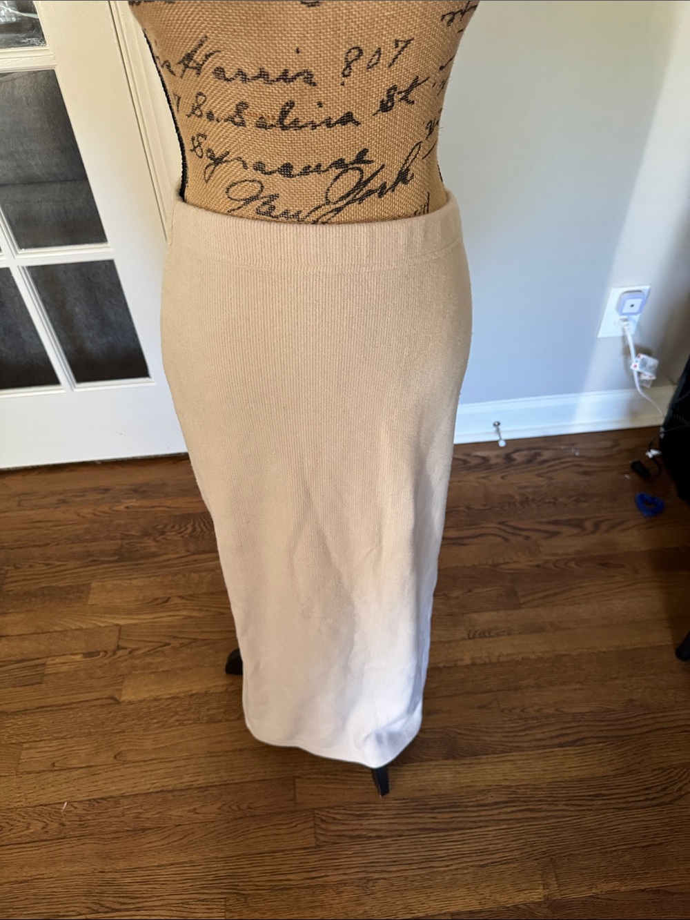 L'Academie Beige Ribbed Maxi Skirt